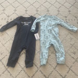 Carters 2 pack onesies blue navy bear long outfits bundle